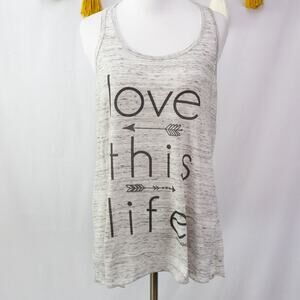 Bella Canvas NEW Gray Love This Life Gray Tank Top Size XL Heathered Space Dye